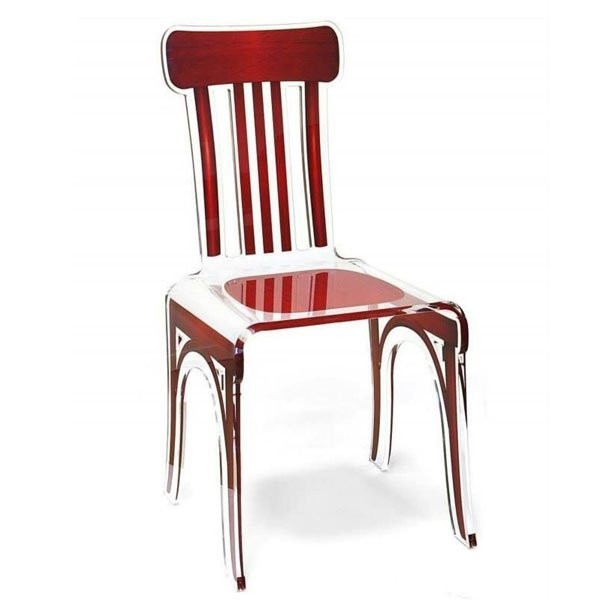 Chaise plexi collection bistrot, créée pour la marque de mobilier français  Acrila
